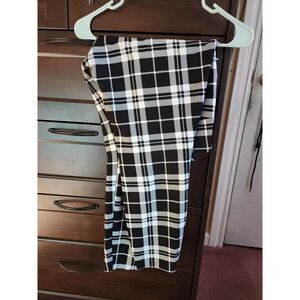 Black and white plaid trousers